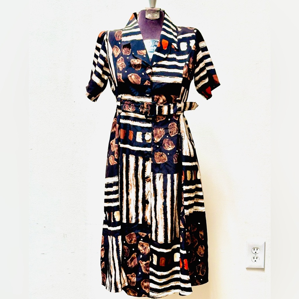 Pour Moi vintage belted a-line midi dress (m)